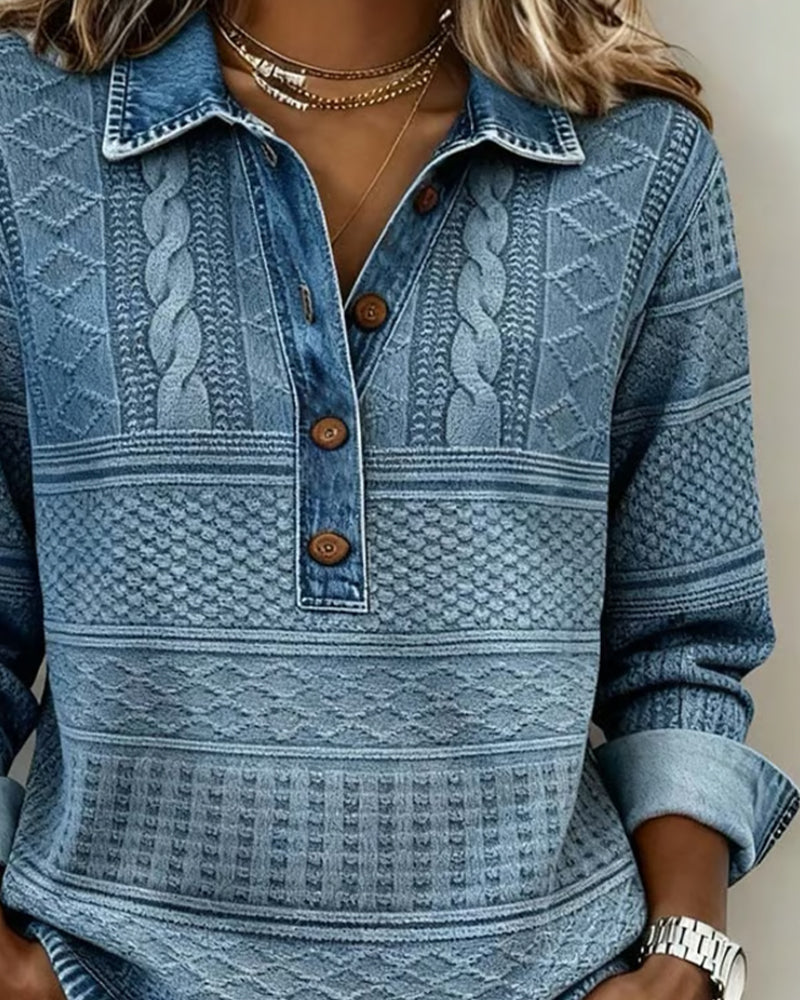 Minerva - Women's Relaxed Sweater in Button-Up Cable Knit - photo 3