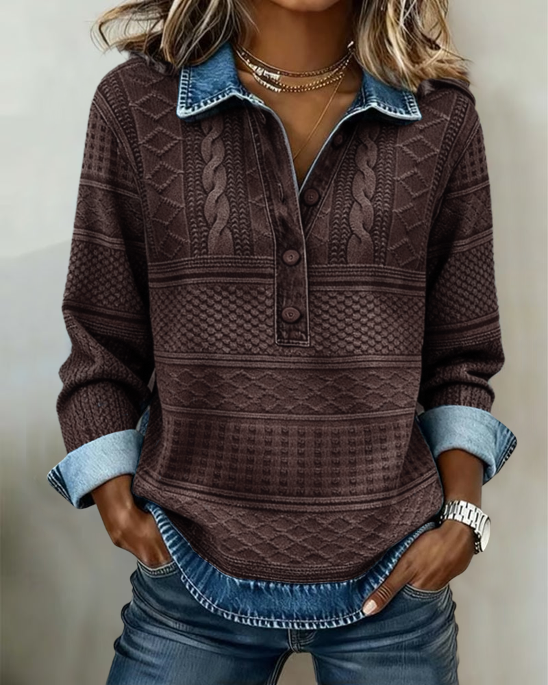 Minerva - Women's Relaxed Sweater in Button-Up Cable Knit - photo 7