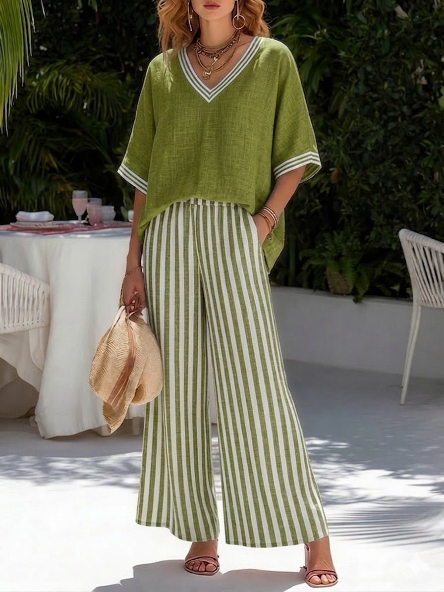 Melba - Women's Relaxed Two-Piece Set in Striped Top and Trousers - photo 6