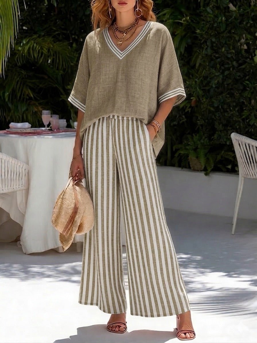 Melba - Women's Relaxed Two-Piece Set in Striped Top and Trousers - photo 7