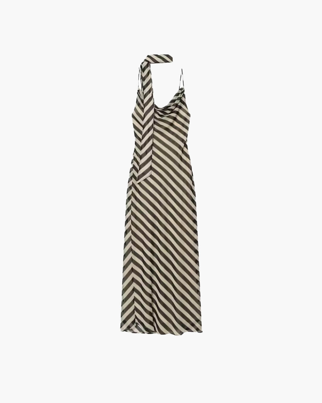 Tracy - Women's Striped Maxi Dress with Matching Scarf
