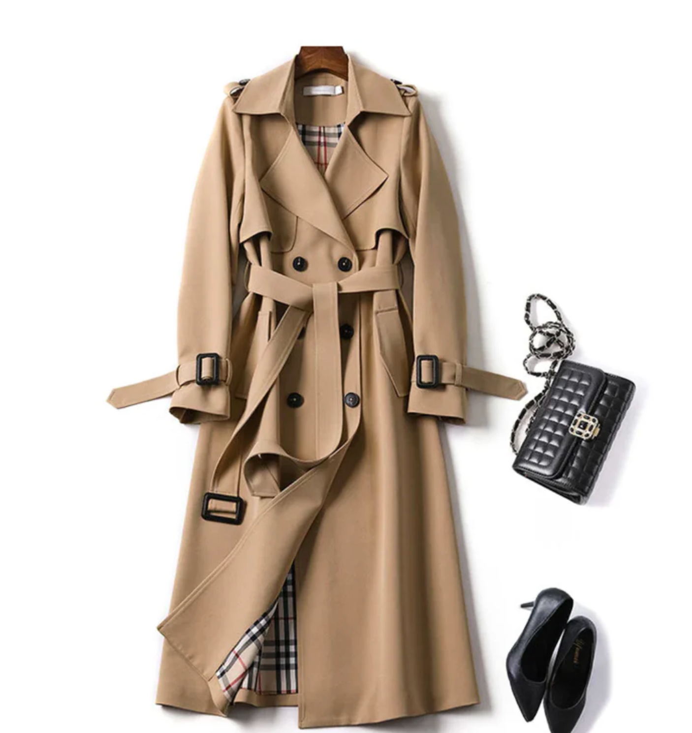 Morag - Women's Structured Double-Breasted Belted Trench Coat - photo 1