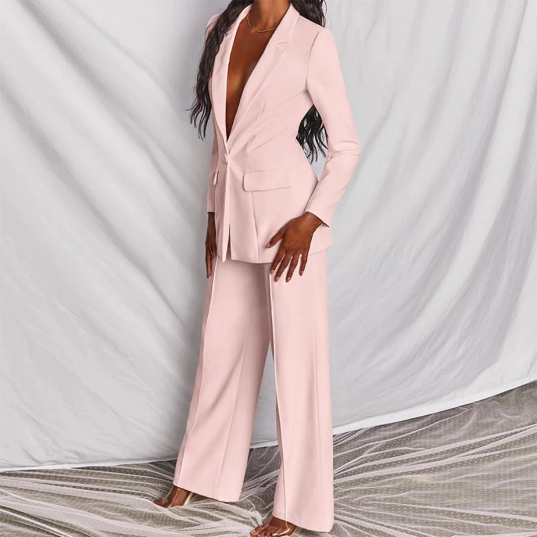 Cindy - Women's Suit Set with Wide Leg Trousers