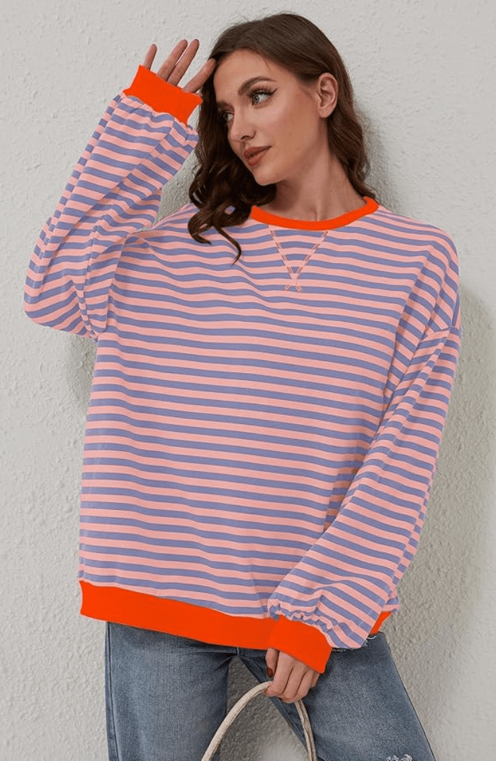 Olene - Women's Sweatshirt in Striped Oversized Relaxed Fit - photo 3