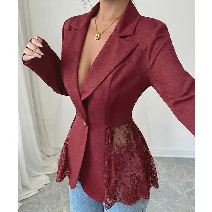 Gail - Women's Tailored Blazer with Lace Panels