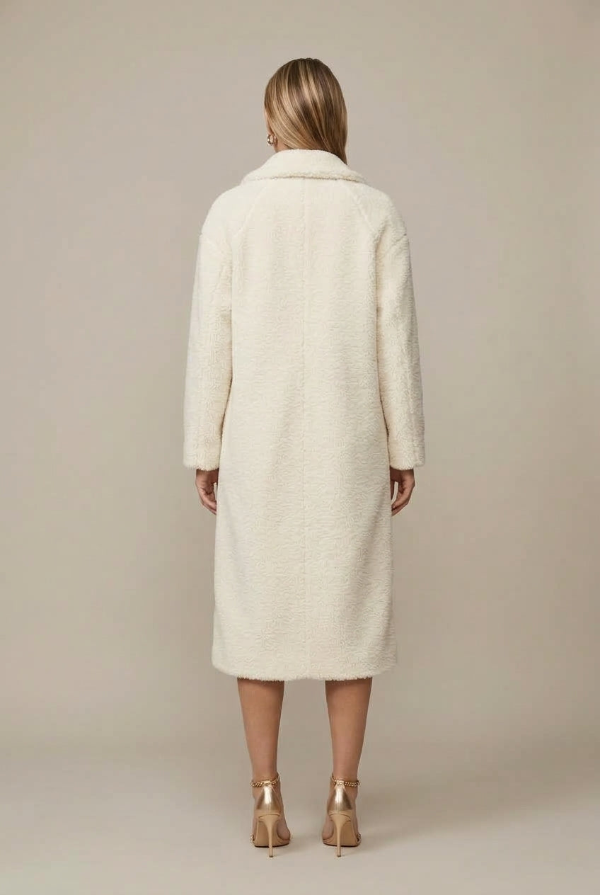Women's Teddy Fleece Longline Coat with Notch Lapel – view 3