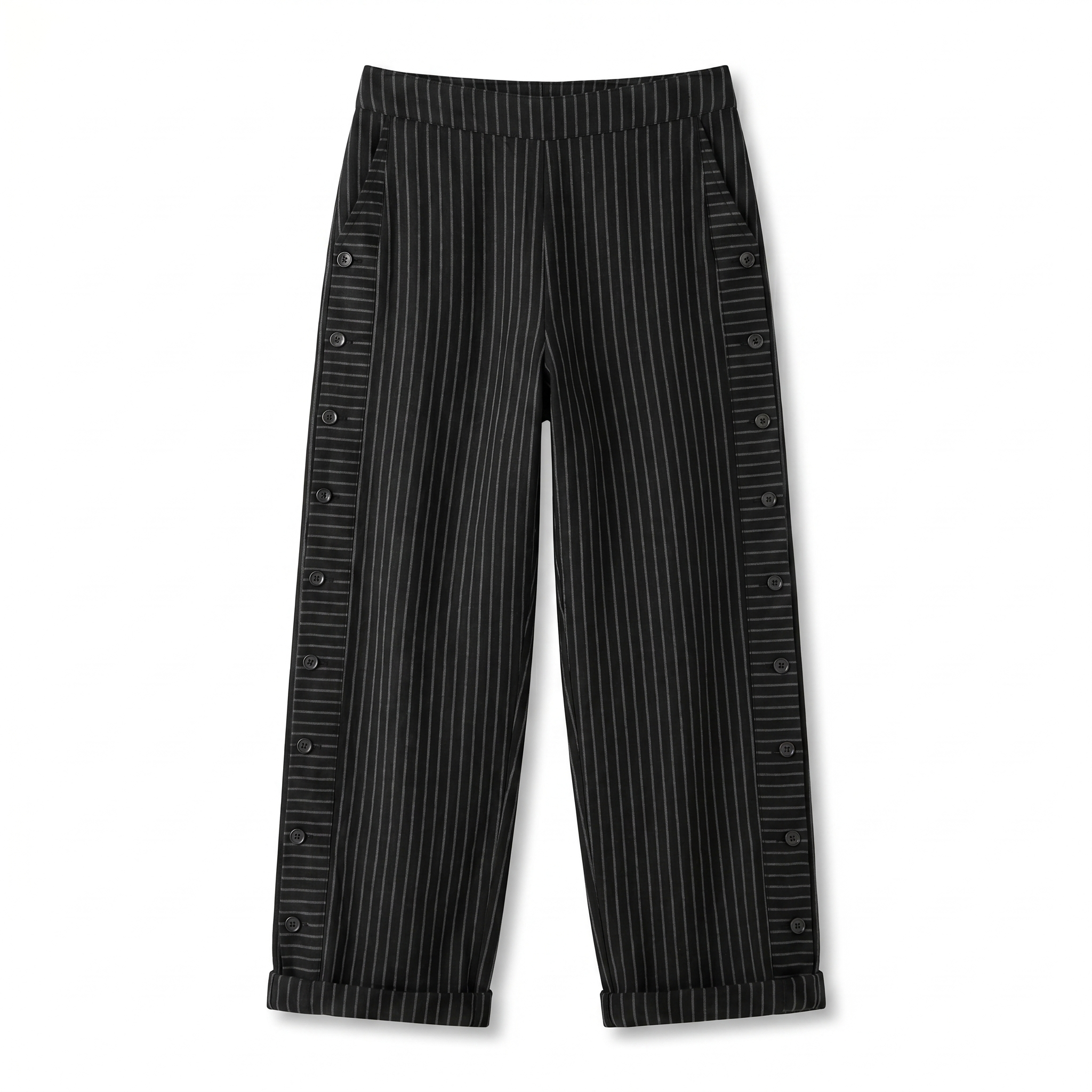 Women's Trousers | Stripe Panel Button Detail