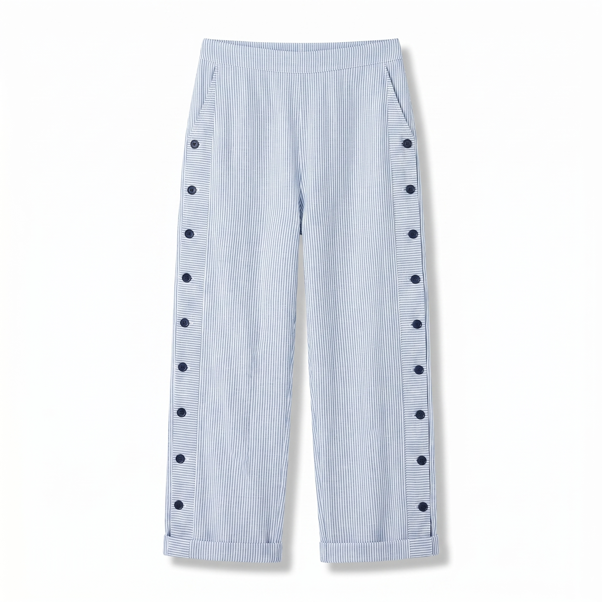 Women's Trousers | Stripe Panel Button Detail