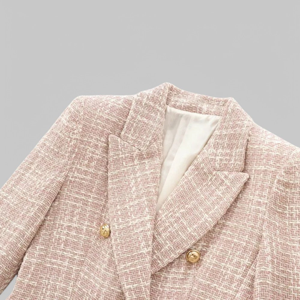 Joanna – Blazer femme en tweed à double boutonnage