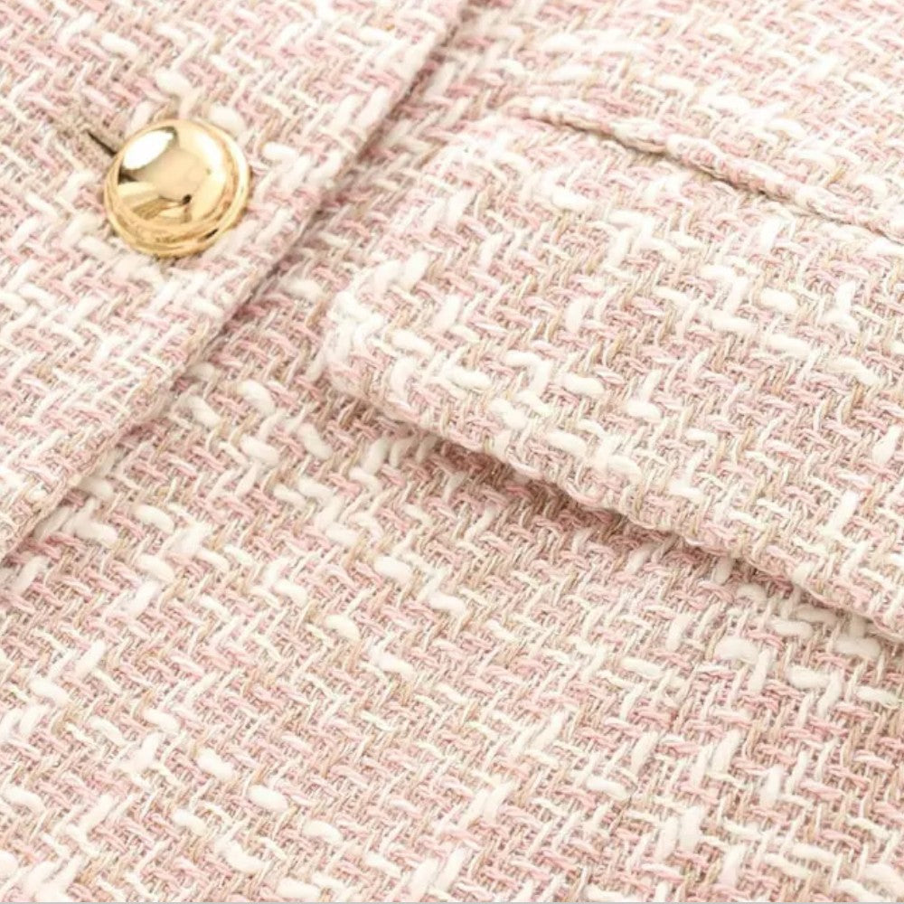 Joanna – Blazer femme en tweed à double boutonnage