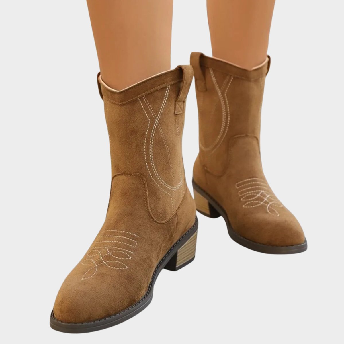 Joyce - Botas vaqueras para mujer con acabado de ante bordado