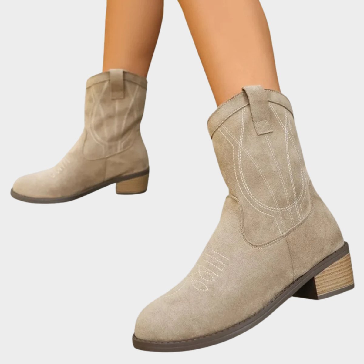 Joyce - Botas vaqueras para mujer con acabado de ante bordado