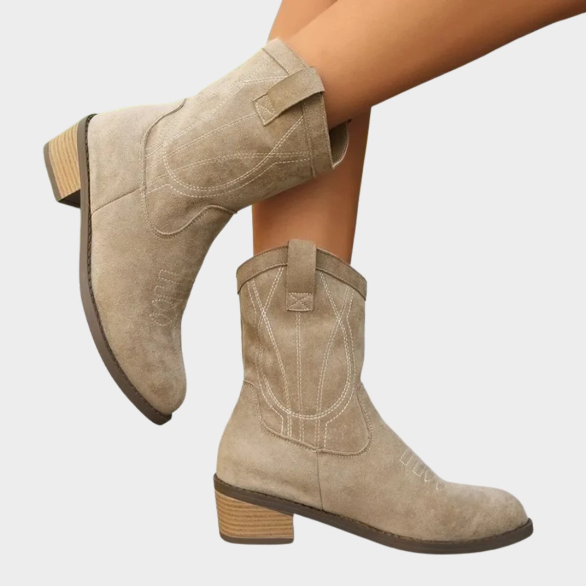 Joyce - Botas vaqueras para mujer con acabado de ante bordado