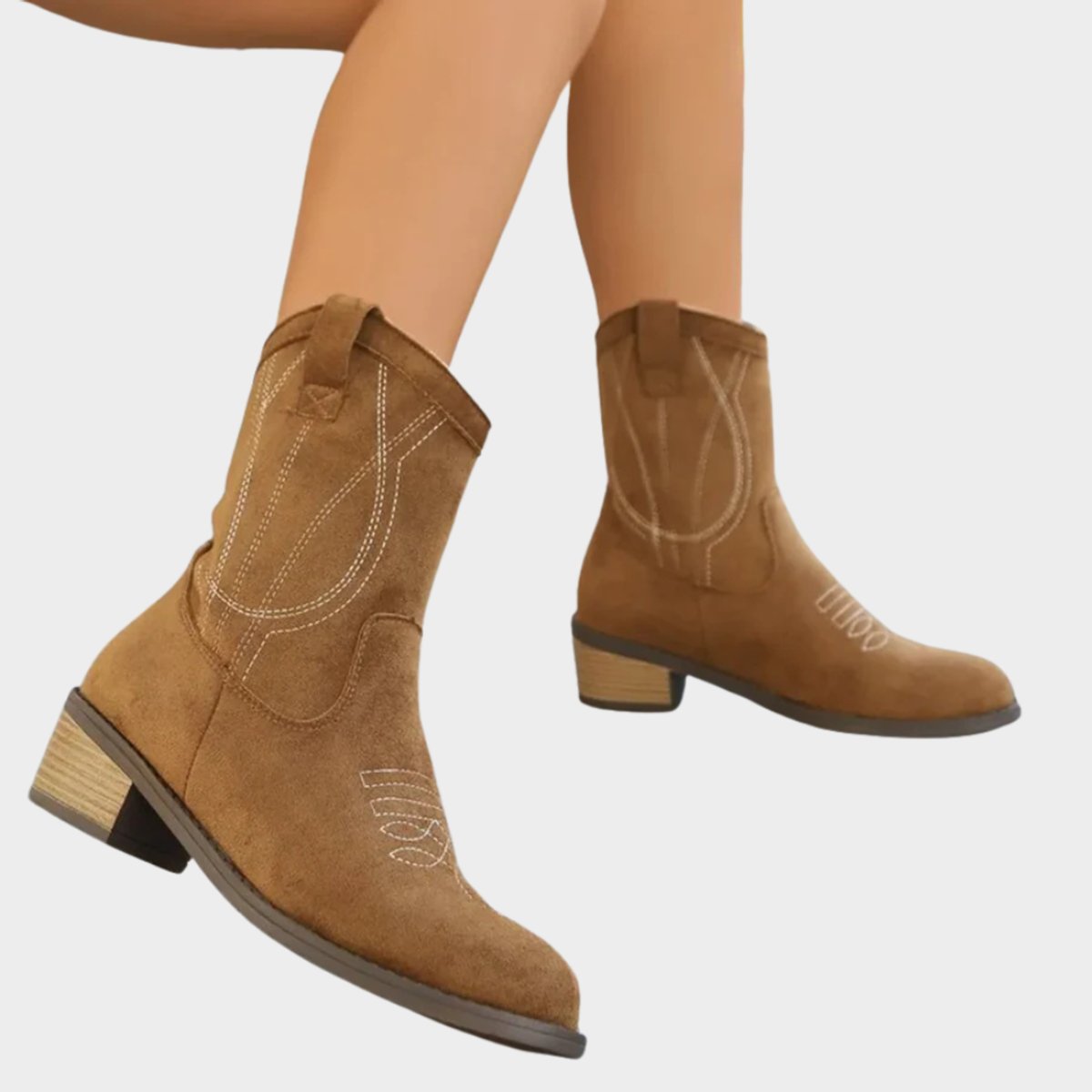 Joyce - Botas vaqueras para mujer con acabado de ante bordado