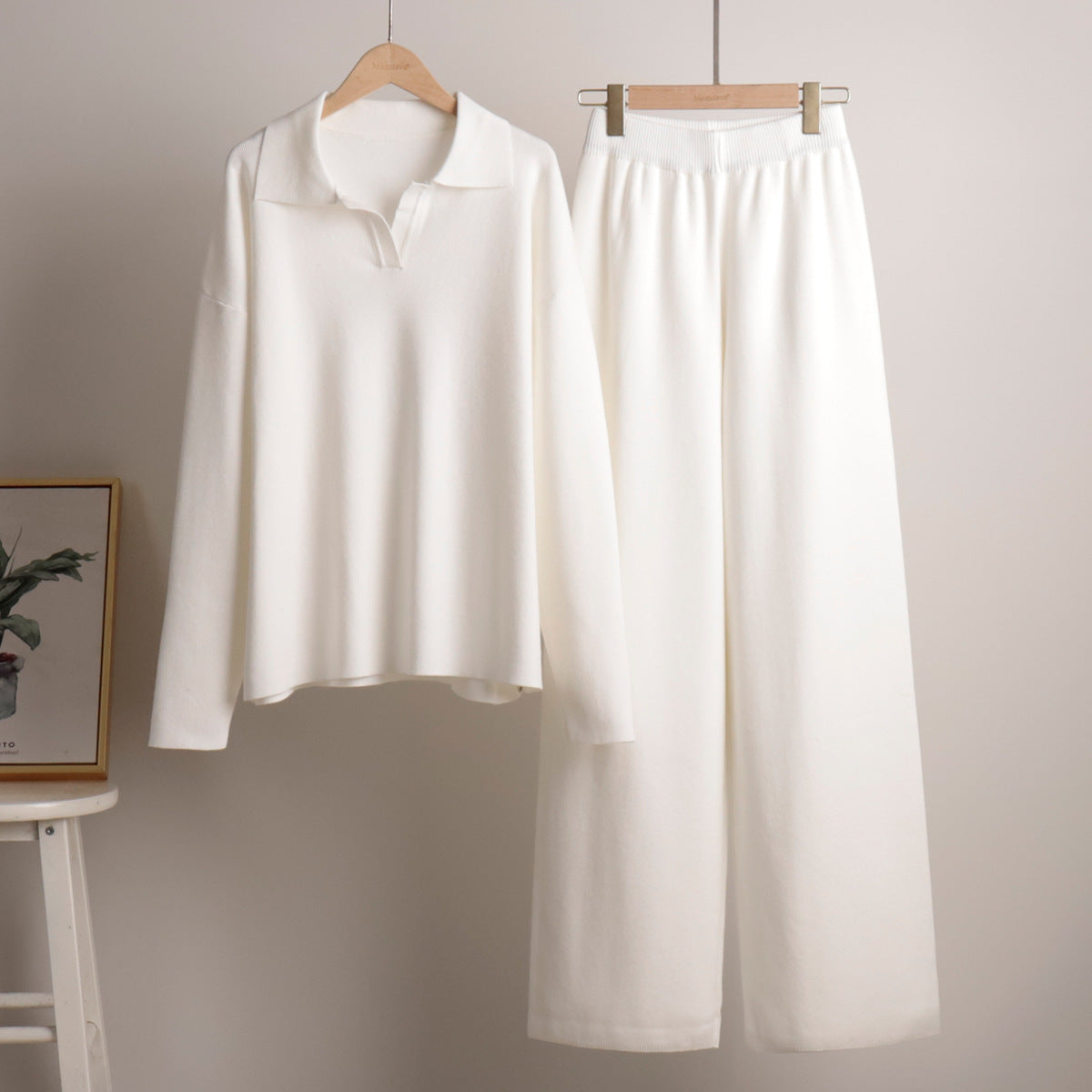 Mattie - Women's Oversized Two-Piece Set in Wide-Leg Pants Polo Shirt - photo 4