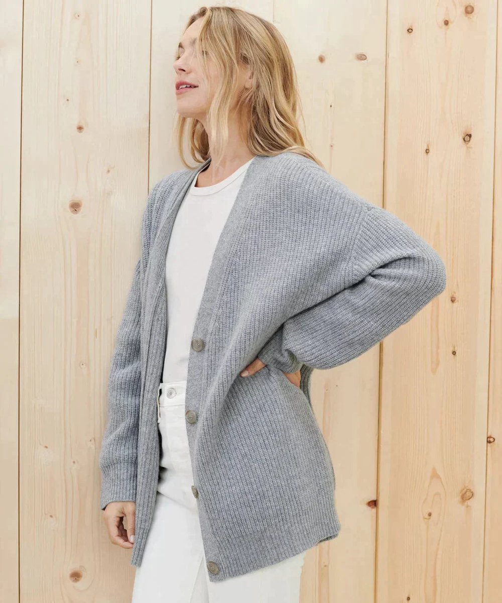 Wren - Women's Relaxed-fit V-neck Cashmere Button-front Cardigan - photo 3