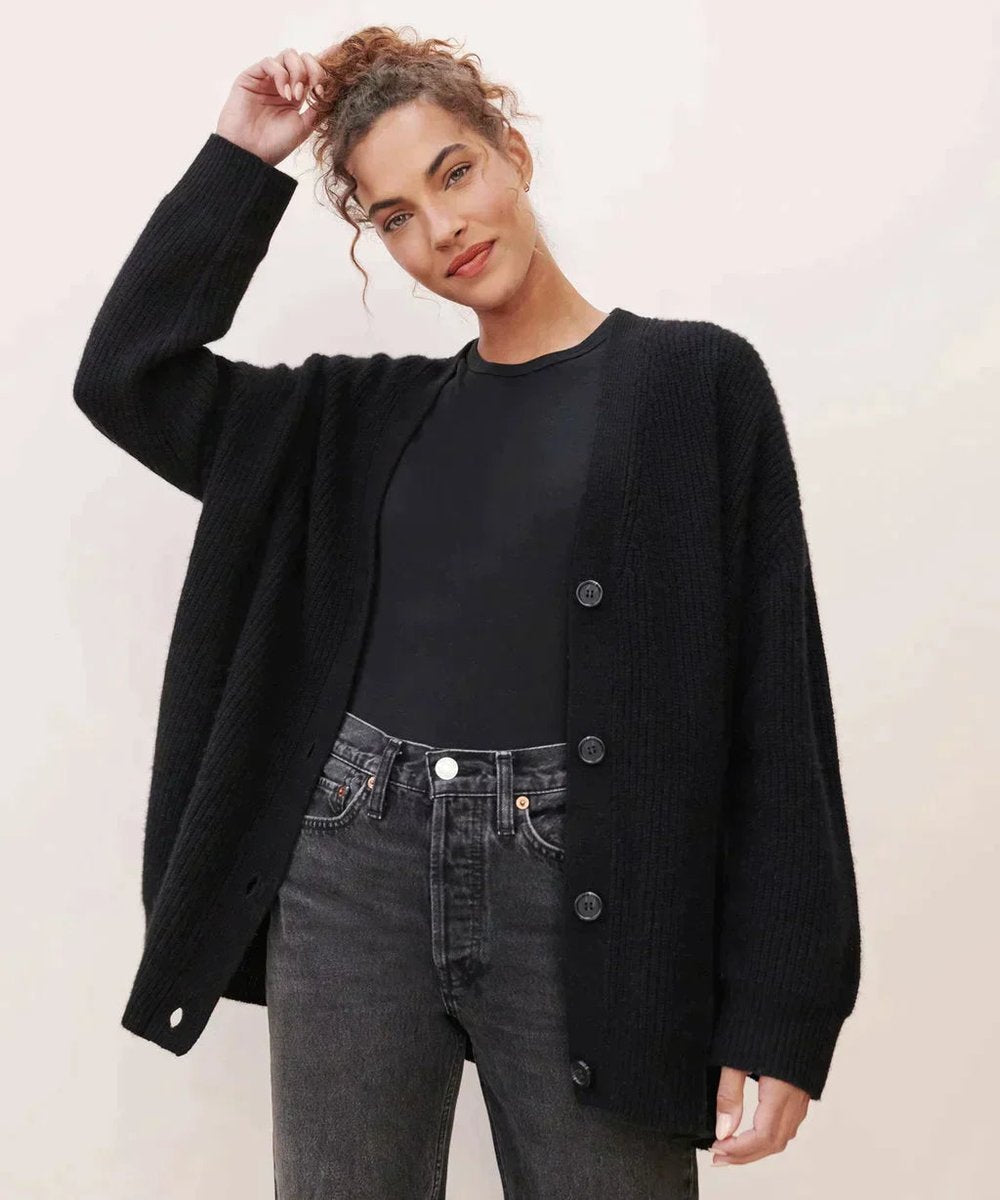 Wren - Women's Relaxed-fit V-neck Cashmere Button-front Cardigan - photo 7