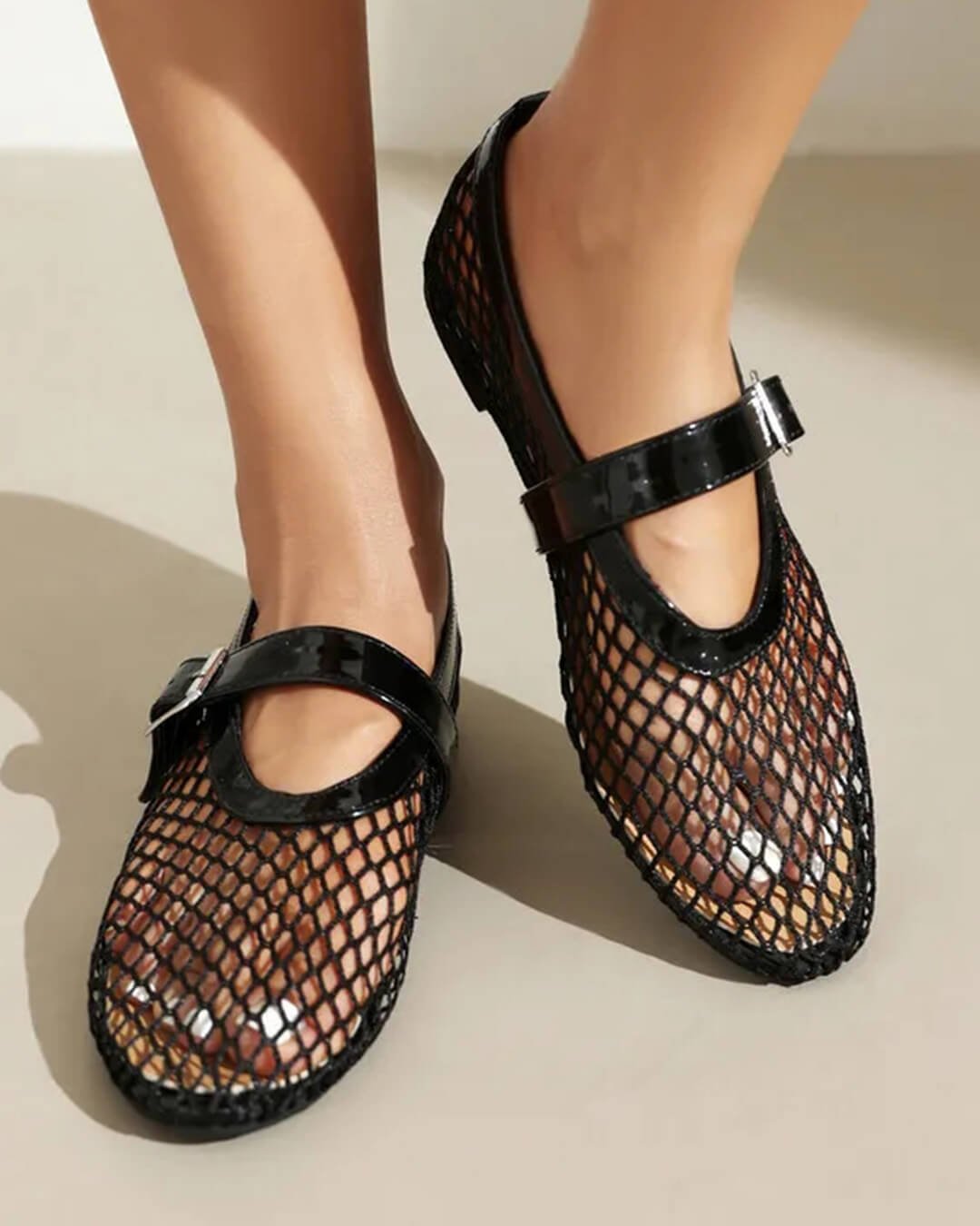 Bailarinas de malla Celeste con hebilla