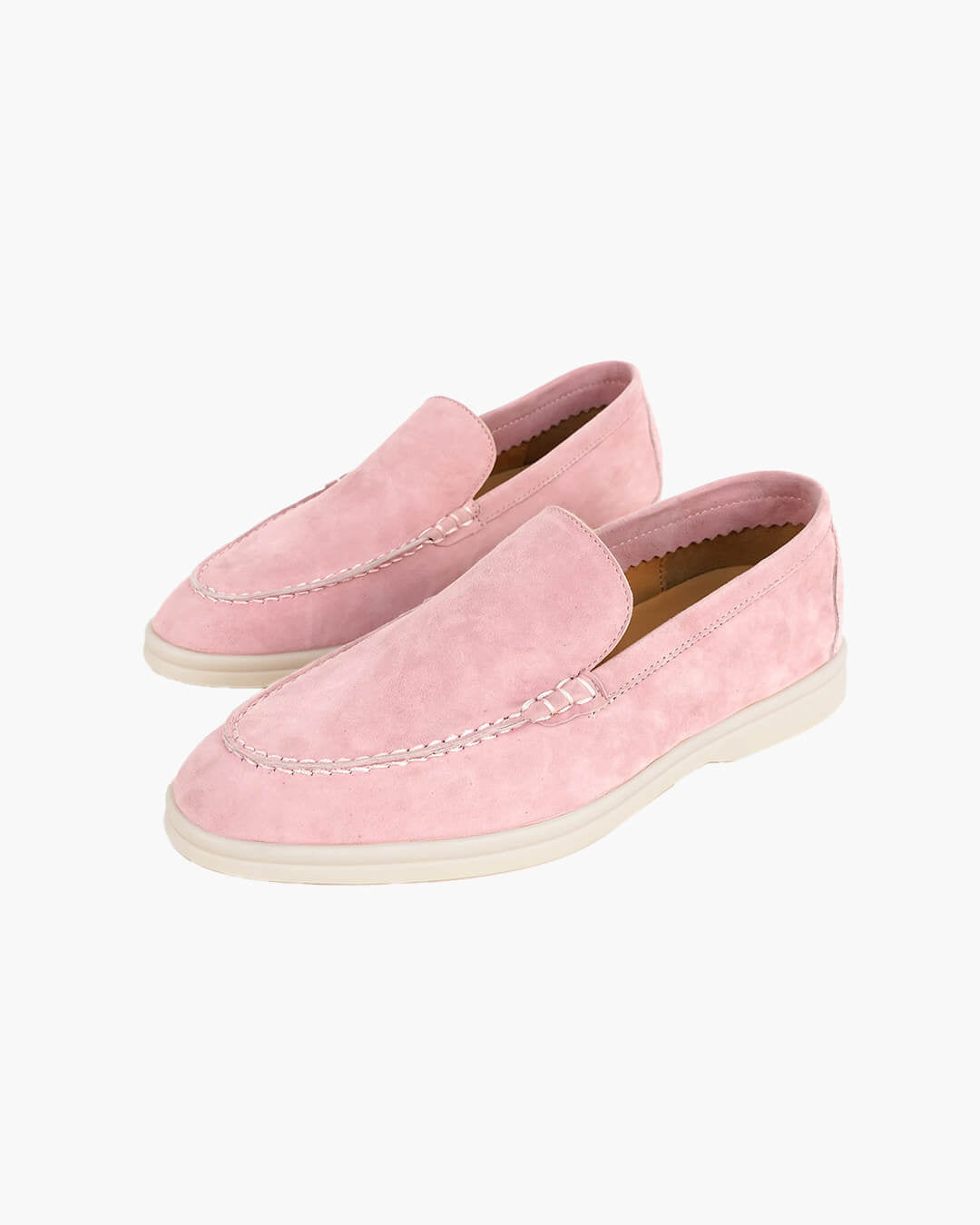 Elvira Suede Flat Moccasin Loafers in Pink
