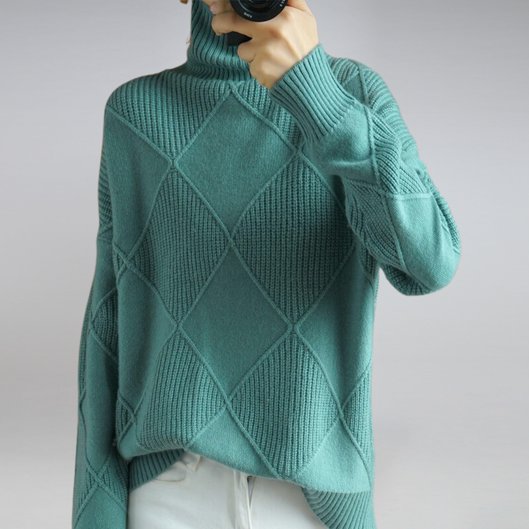 Zora - Women's Jumper in Geometric Print with Roll Neck - photo 11