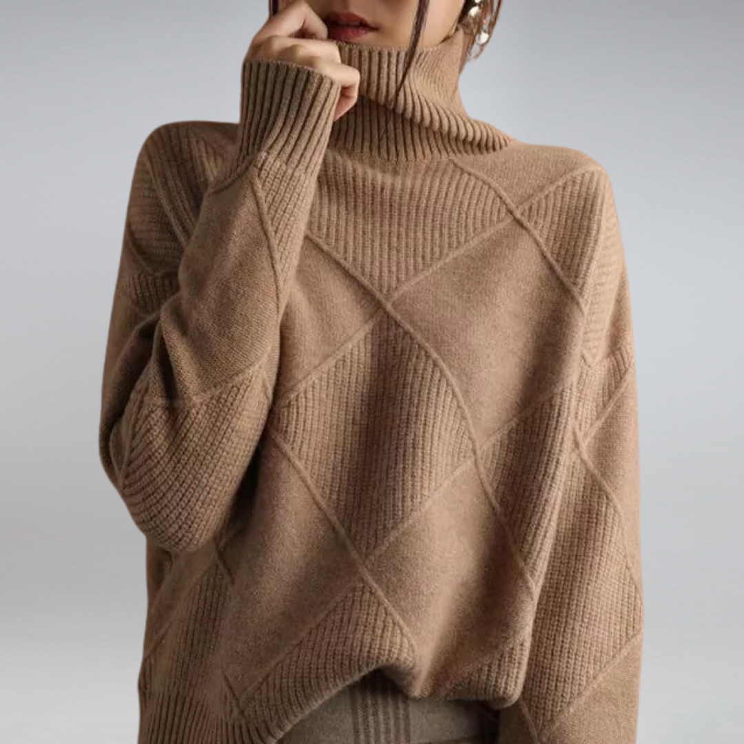Zora - Women's Jumper in Geometric Print with Roll Neck - photo 2