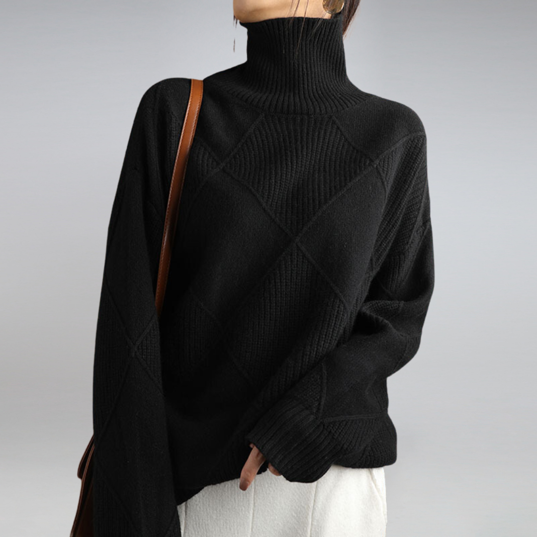 Zora - Women's Jumper in Geometric Print with Roll Neck - photo 4