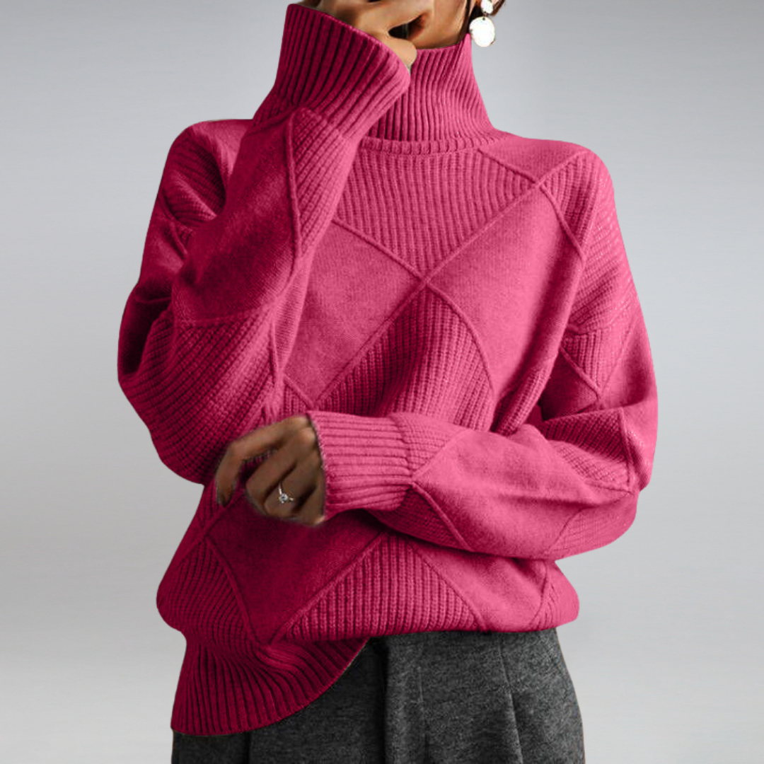 Zora - Women's Jumper in Geometric Print with Roll Neck - photo 7