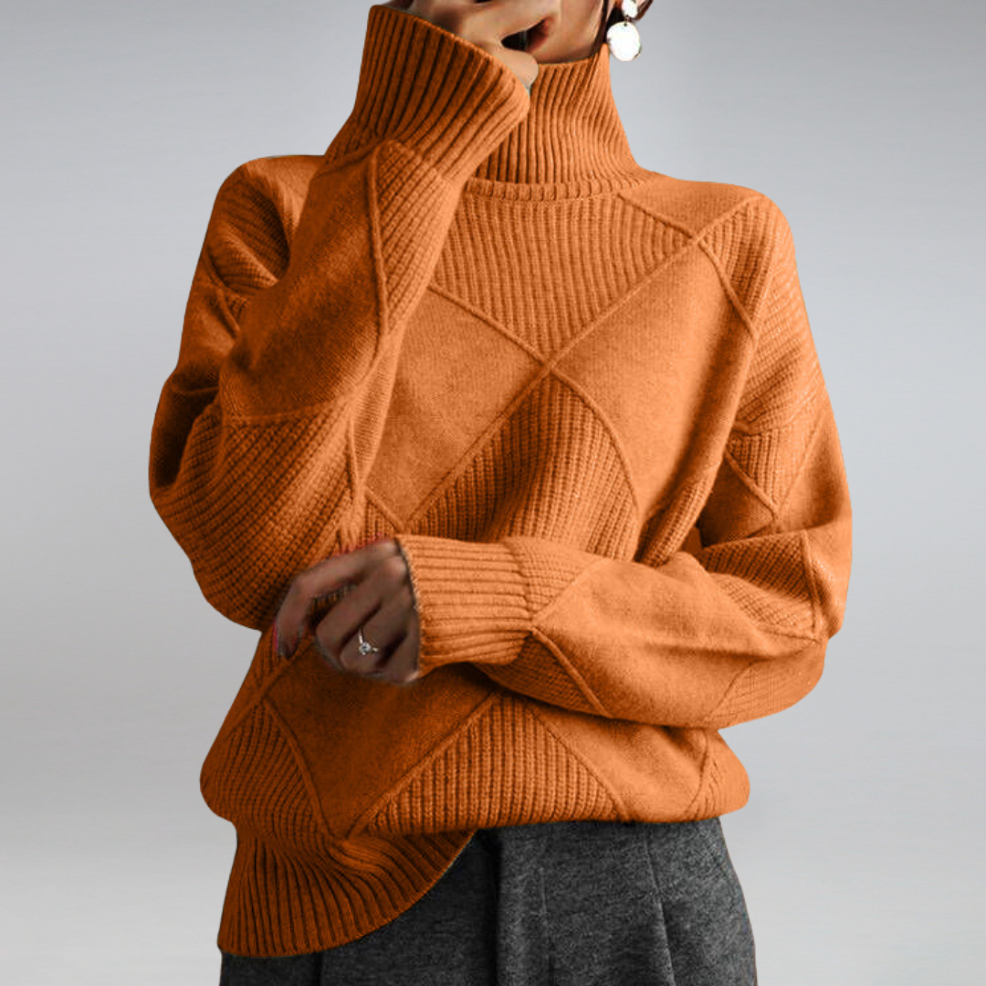 Zora - Women's Jumper in Geometric Print with Roll Neck - photo 8