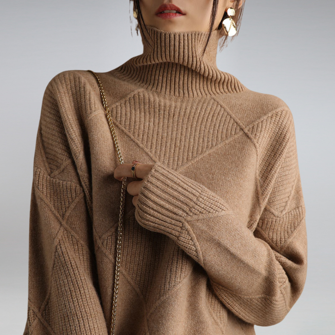 Zora - Women's Jumper in Geometric Print with Roll Neck - photo 9