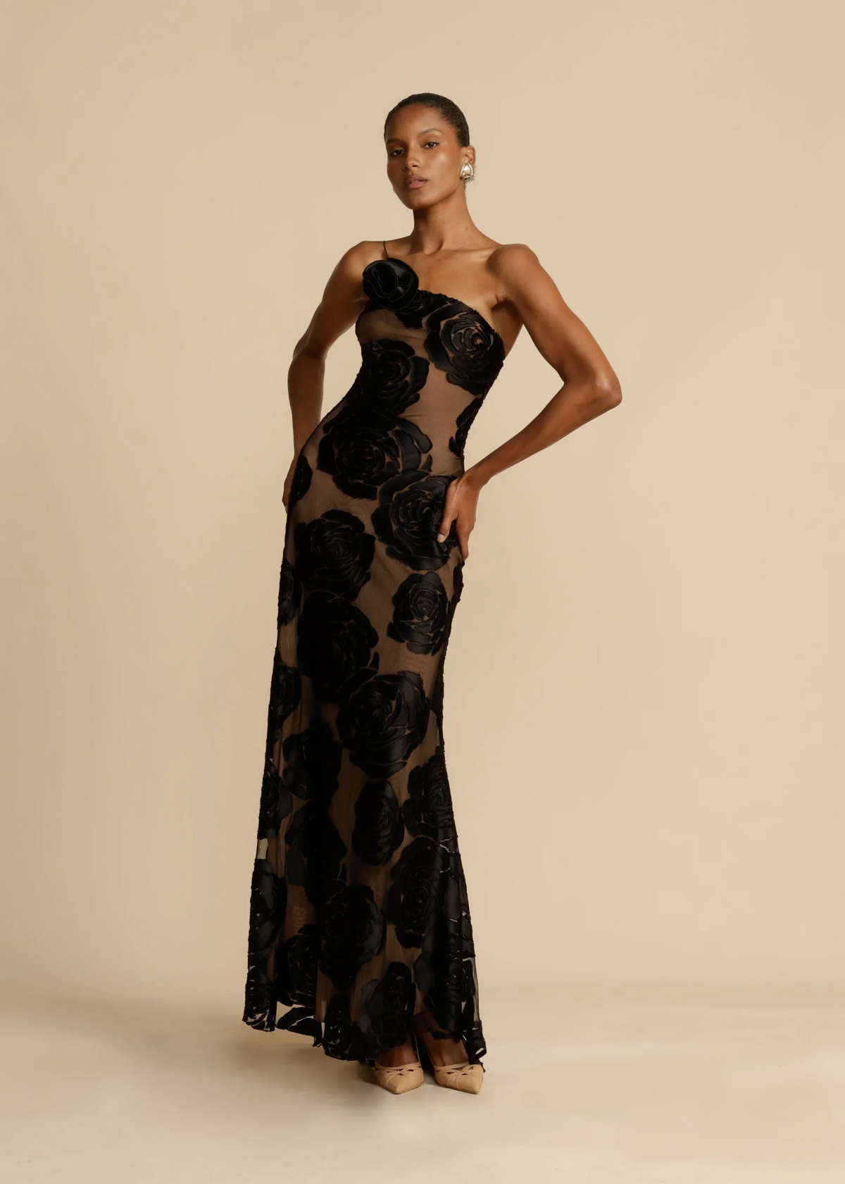 Zoya - Women's Strapless Maxi Dress in Embroidery with Mesh Overlay - photo 1