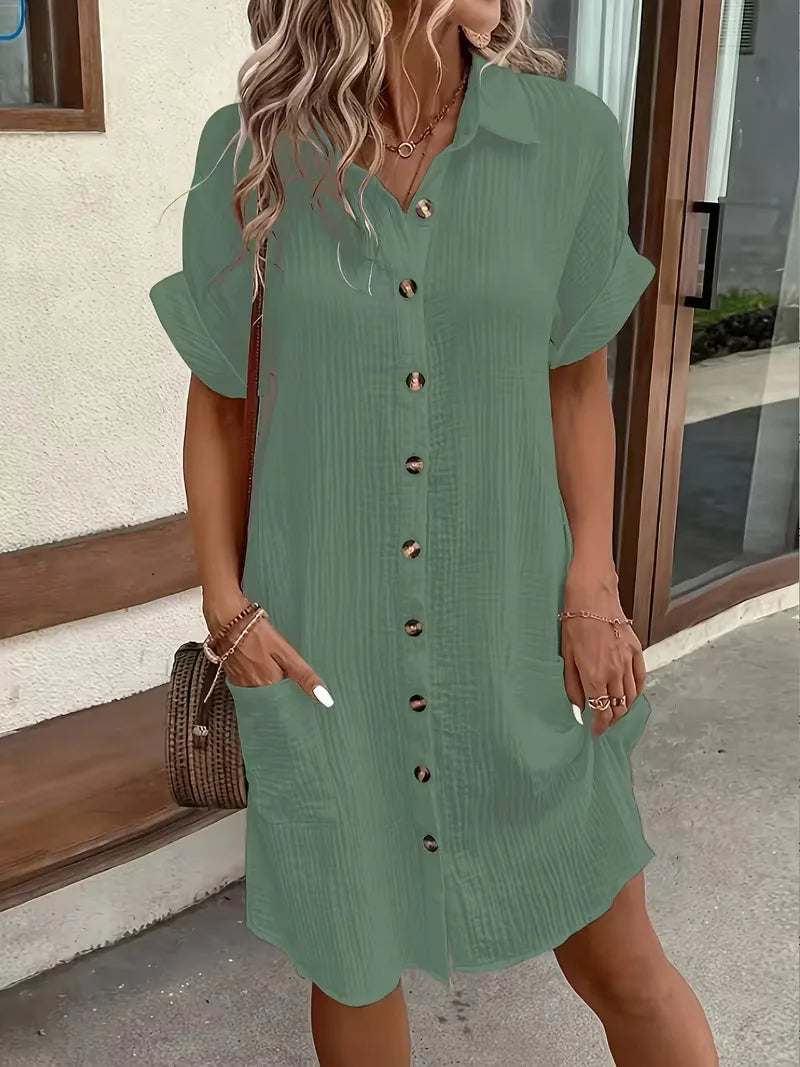 Abito chemisier midi da donna dalla vestibilità comoda