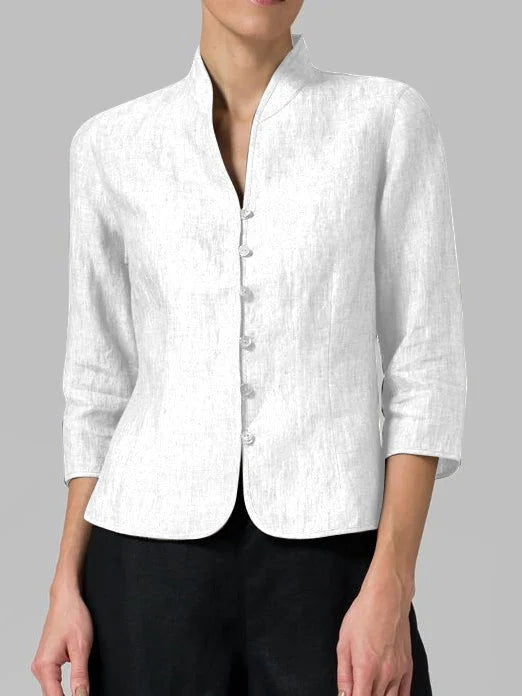 Nora - Blazer in lino da donna, vestibilità sartoriale traspirante