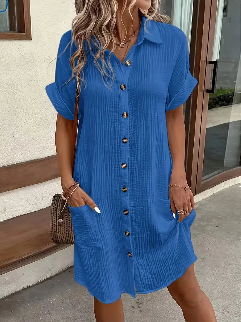 Abito chemisier midi da donna dalla vestibilità comoda
