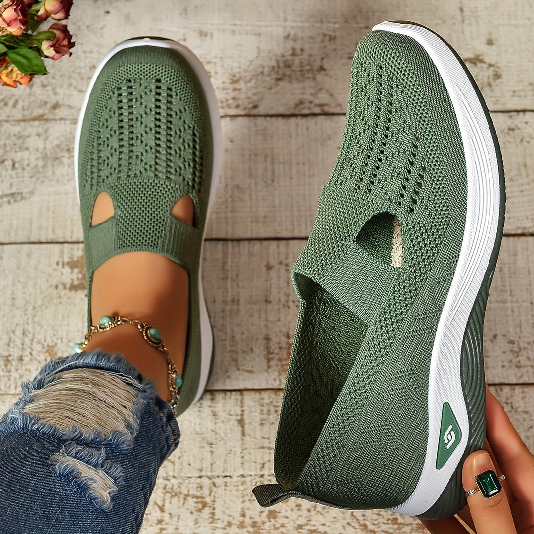 Women's knit slip-on trainers in green