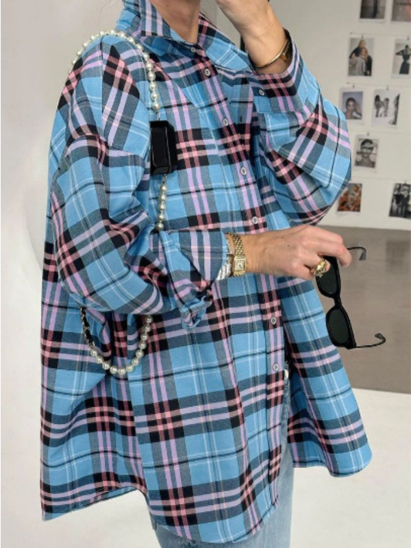 Charlotte - Chemise à carreaux oversize boutonnée pour femme