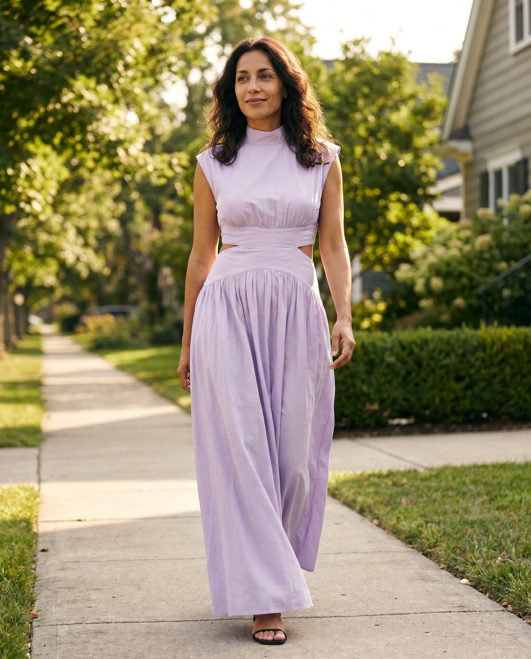 Ella - Cutout Waist High Neck Maxi Dress