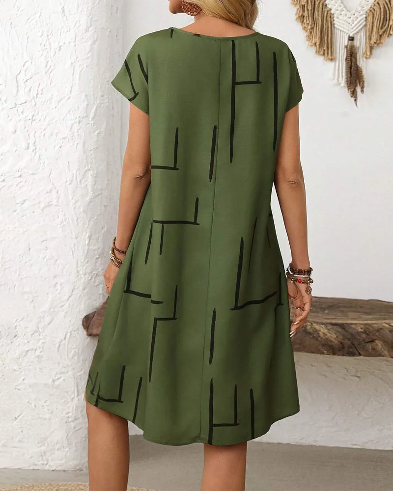 Women's Relaxed Dress with Geometric Print