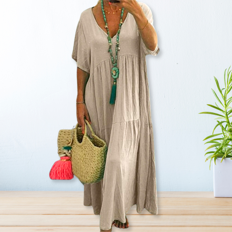 Jolaine - Women's Relaxed Fit Summer Maxi Dress (Plus Size Available)