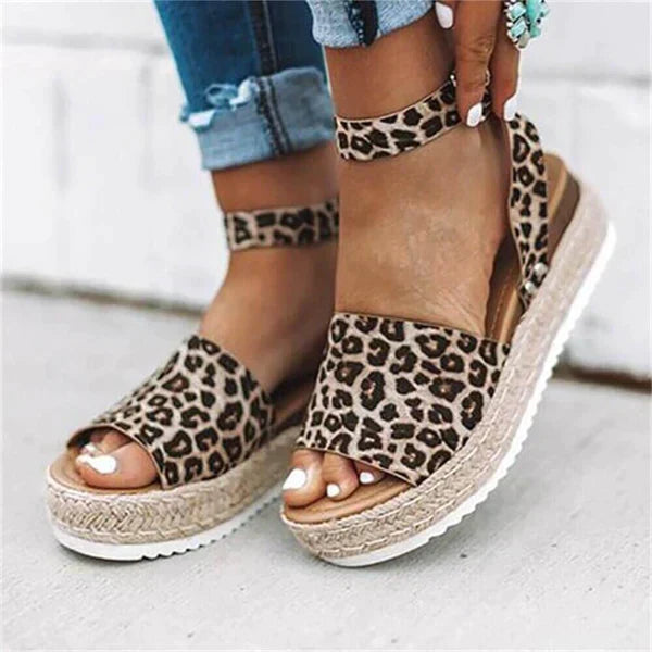 Sandals damskie leather na platform espadrilles summer casual na summer