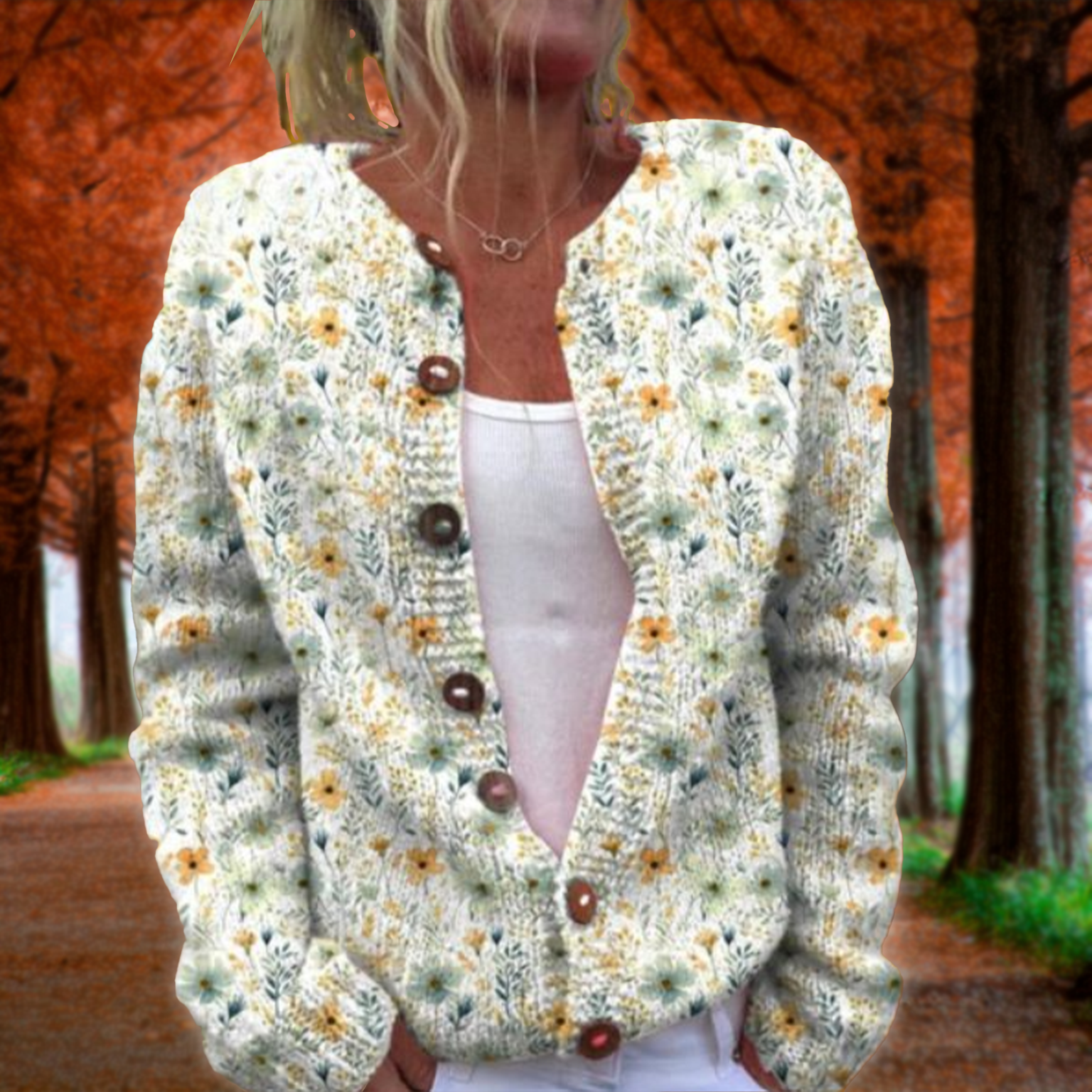 Quin - Women's Floral Knit Cardigan