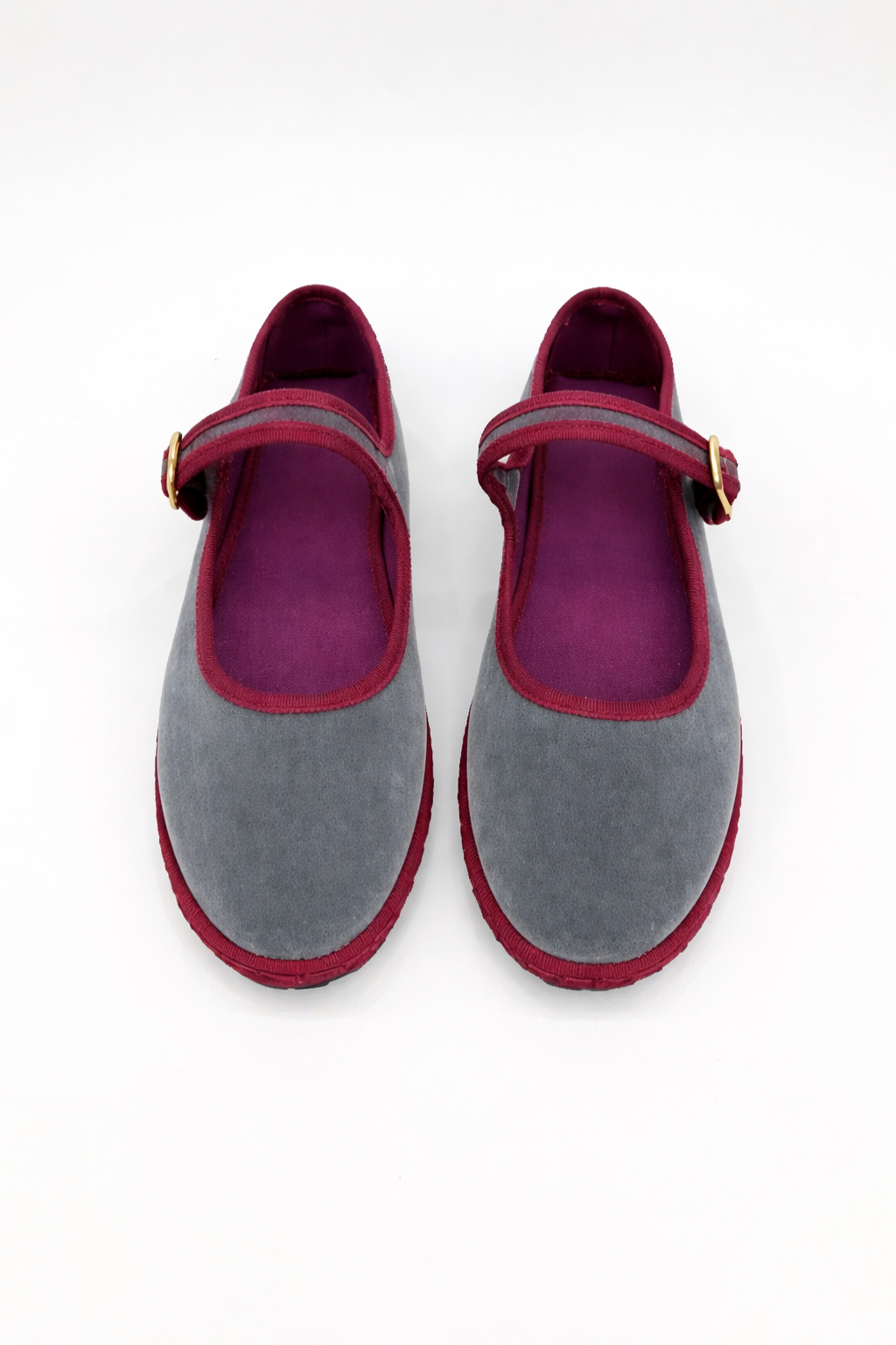 Ballerines Mary Jane femme en velours à bride boutonnée