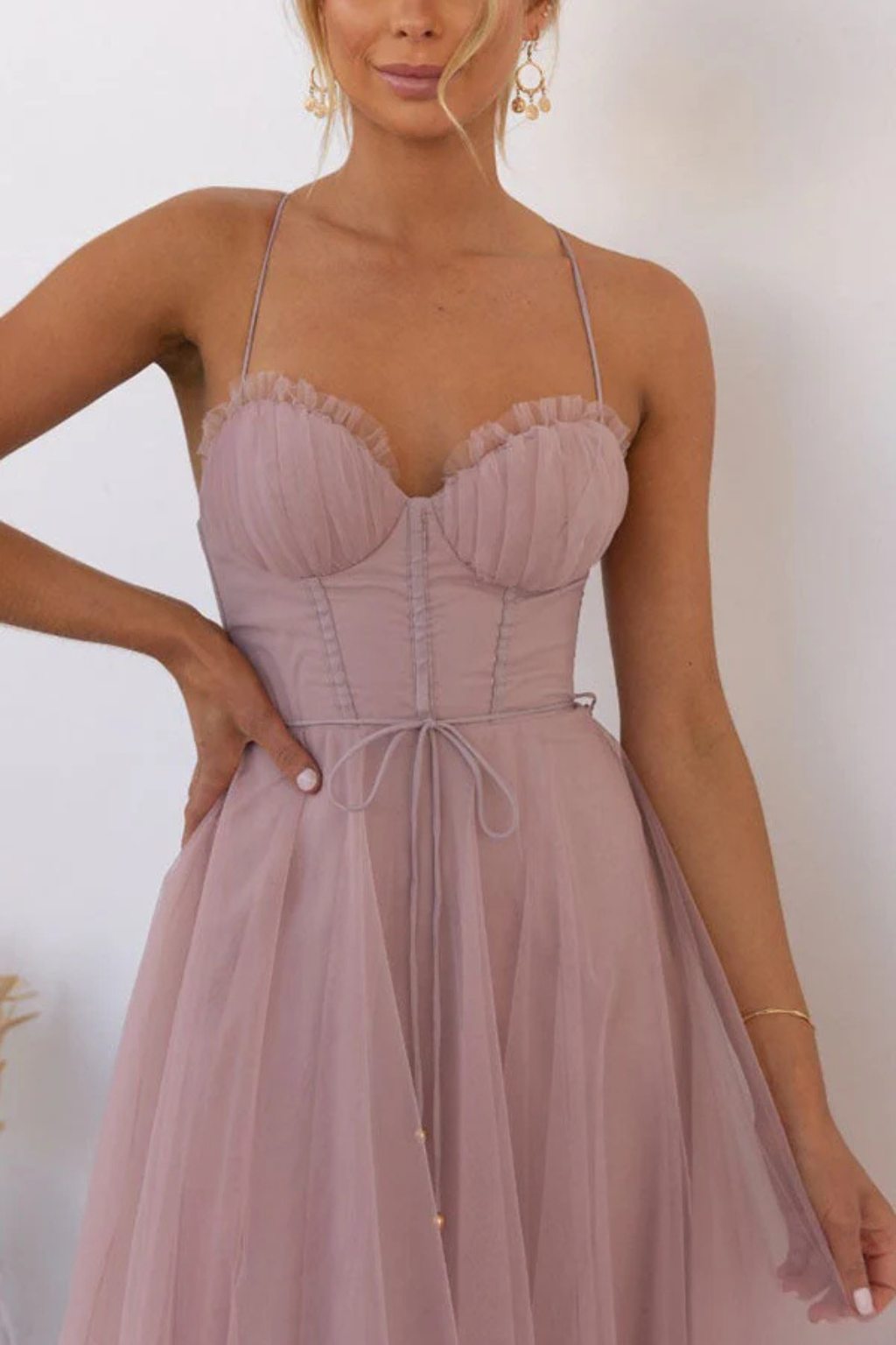 Abito midi in tulle da donna dalla vestibilità morbida per tutti i giorni