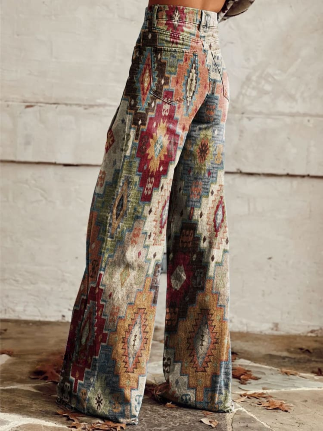 Elvira - Women's Vintage Geometric Wide Leg Pants Timeless Elegance with a Retro Touch