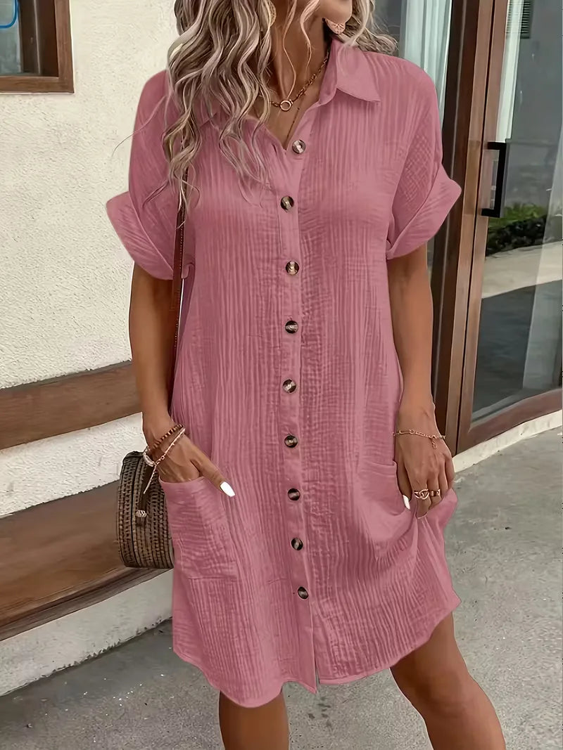 Abito chemisier midi da donna dalla vestibilità comoda