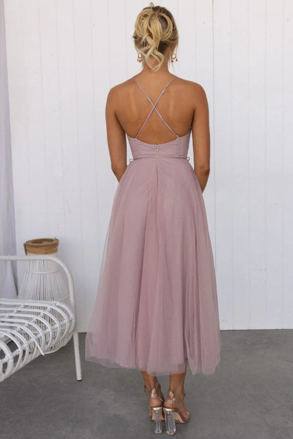 Abito midi in tulle da donna dalla vestibilità morbida per tutti i giorni