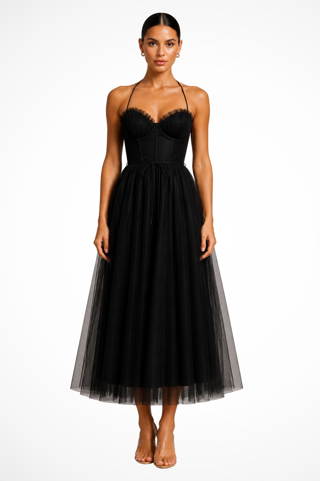 Abito midi in tulle da donna dalla vestibilità morbida per tutti i giorni