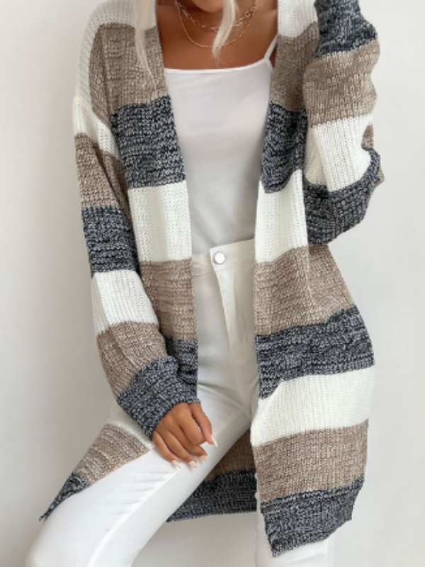 Elodie - Women's Striped Knit Cardigan for Layering