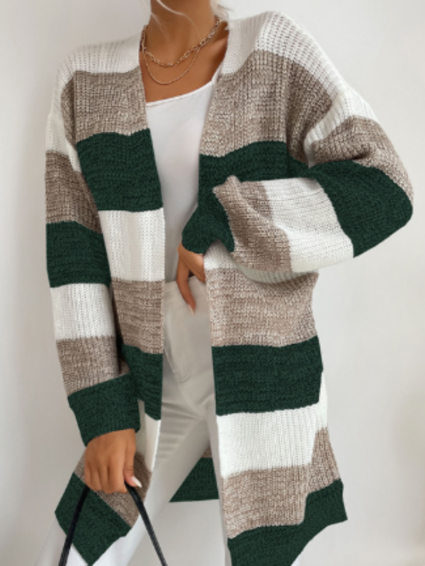 Elodie - Women's Striped Knit Cardigan for Layering