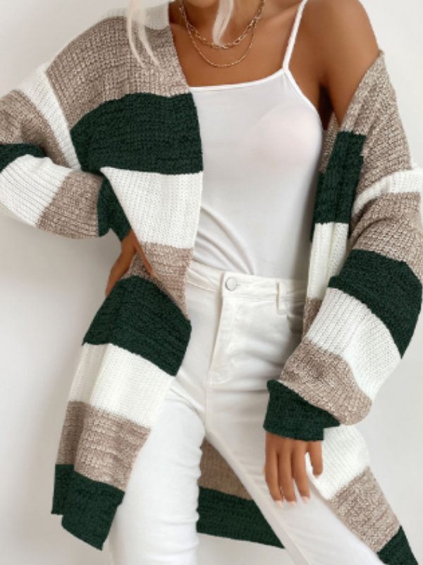 Elodie - Women's Striped Knit Cardigan for Layering