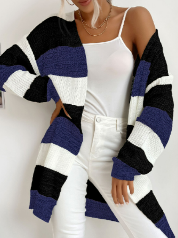 Elodie - Women's Striped Knit Cardigan for Layering